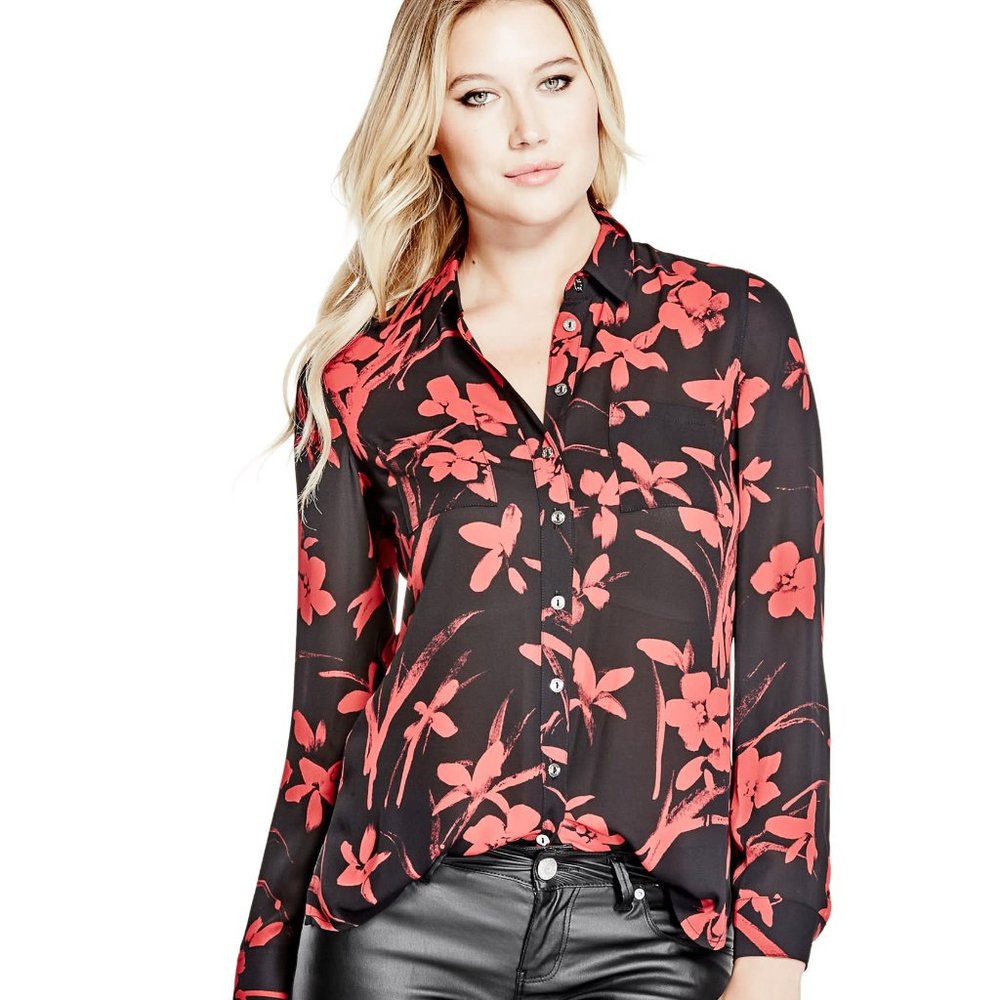 Long Sleeve Floral Blouse - S